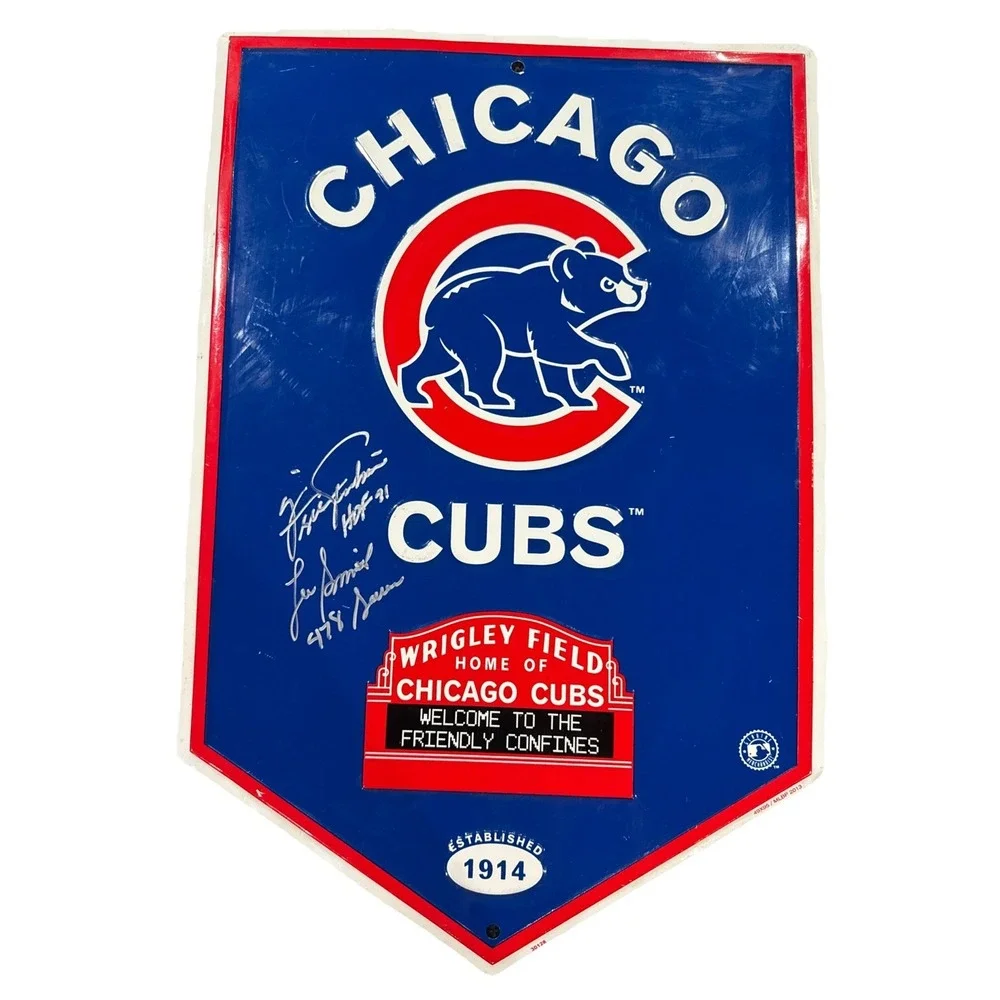 Lee Smith & Fergie Jenkins Signed Autograph Chicago Cubs Metal Sign MLB Baseball